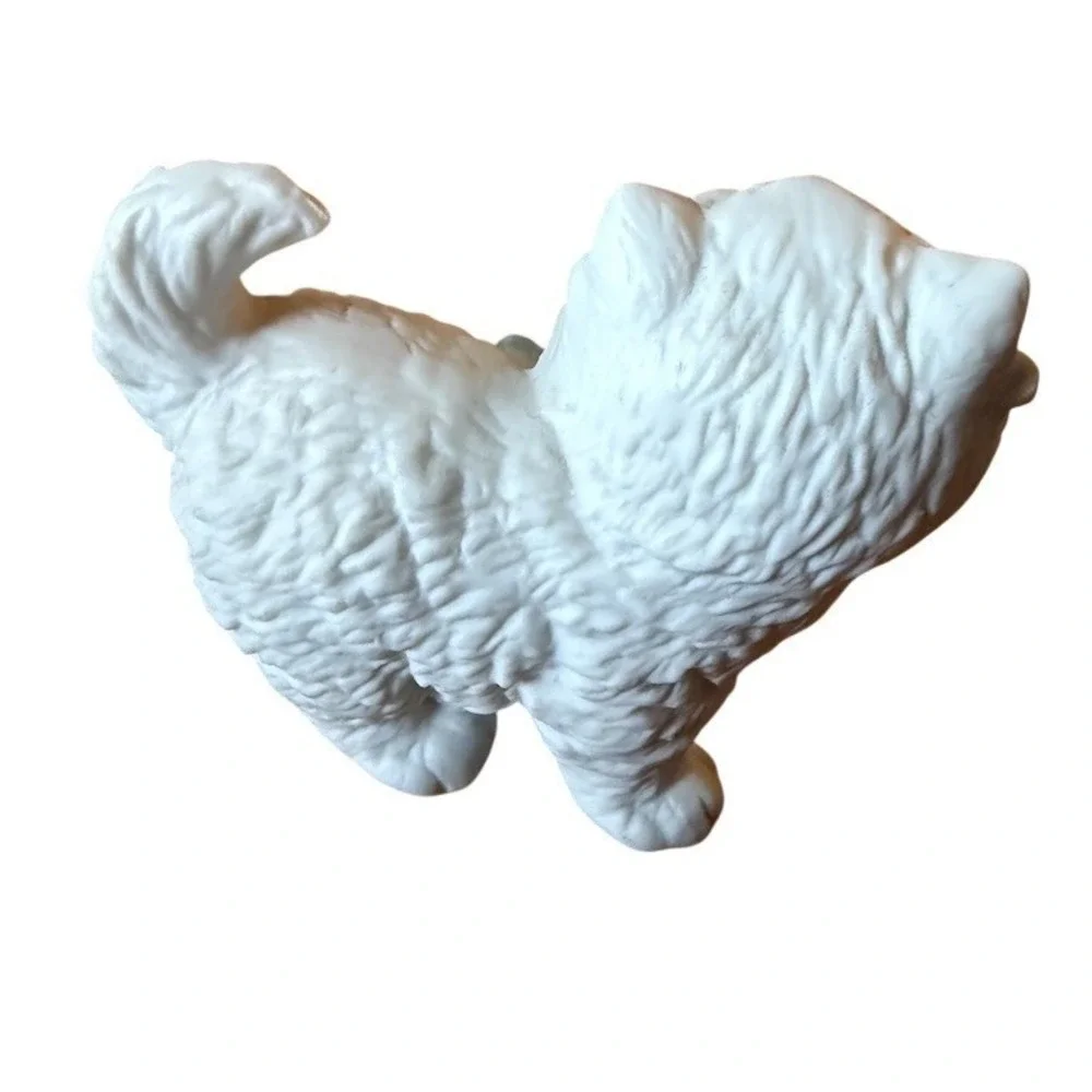 HOMCO‎ Home Interiors Persian Kitten Cat Figurine White Blue Bow Vintage